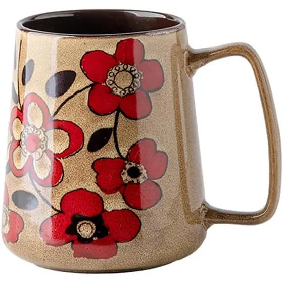 Caneca De Café Grande De Cerâmica De 24 Onças Com Alça , Xícara Floral Vintage Chá Extra Para Escritório E Casa , Segura