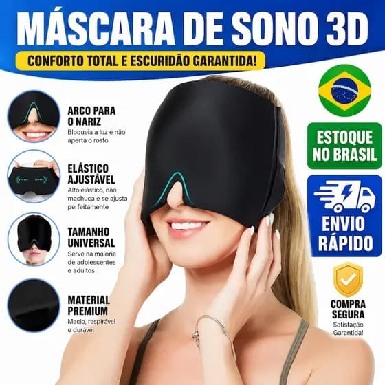Máscara Térmica para Enxaqueca e Dor de Cabeça, Compressa Fria/Quente, Bloqueia Luz
