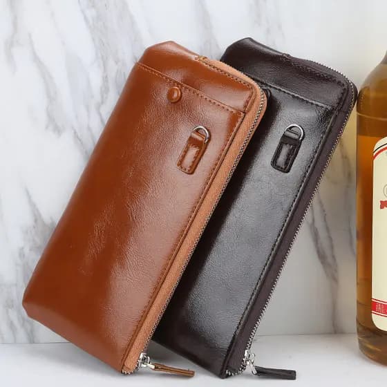 Simples negócios novo estilo bolsa masculina versão coreana carteira Horizontal de couro Casual embreagem multifuncional