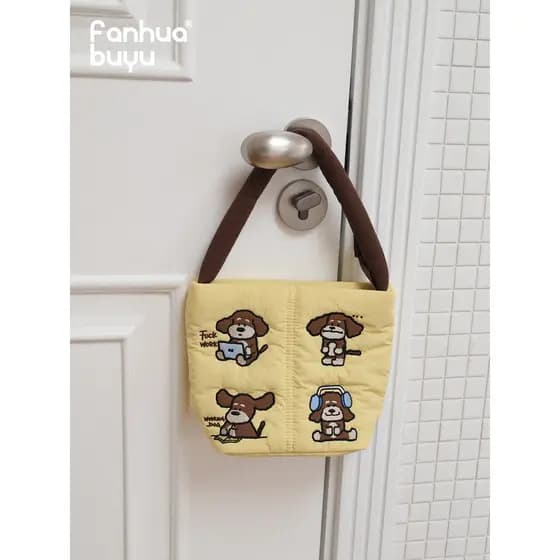Goodoglucky Lucky Dog Joint Balde Portátil Bolsa Bonito Filhote de Cachorro Commuter Zipper Bolsa Feminina