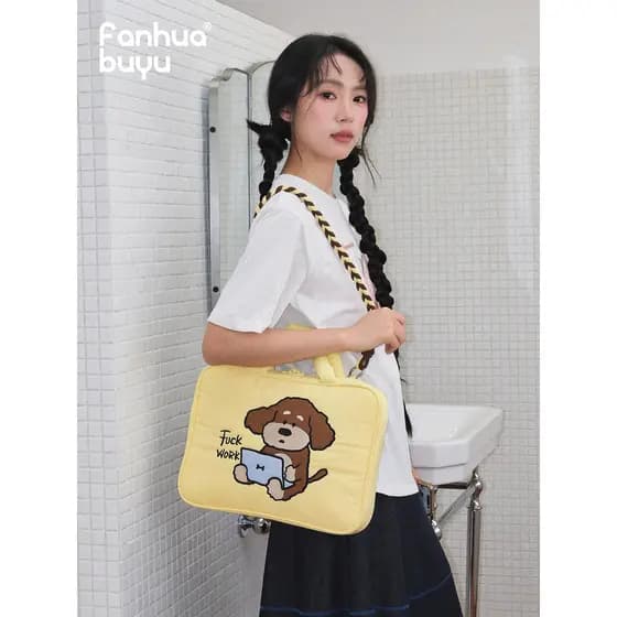 GoodogLucky Co-Branded trabalho cão computador saco feminino portátil de um ombro pode cobrir trole caso 47cm Notebook C