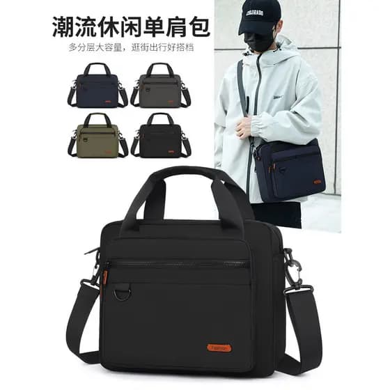 Bolsa mensageiro masculina de um ombro, bolsa de grande capacidade, multicamadas, bolsa de pano Oxford, alça de ombro re