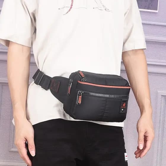2026 Novo Estilo Hong Kong Bolsa de Cintura Genuína Masculina Bolsa Pequena Lazer Ao Ar Livre À Prova D 'Água Bolsa Mens