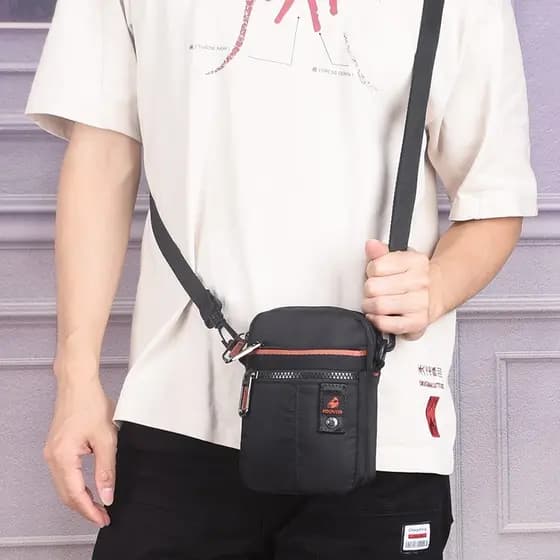 Bolsa genuína para celular de Hong Kong, multicamadas, corpo cruzado, mochila pequena, resistente ao desgaste, 24 cm, Mi