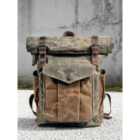 Americano Retro mochila militar saco à prova dwaterproof água mochila cera de óleo saco lona Casual lona viagem montanhi