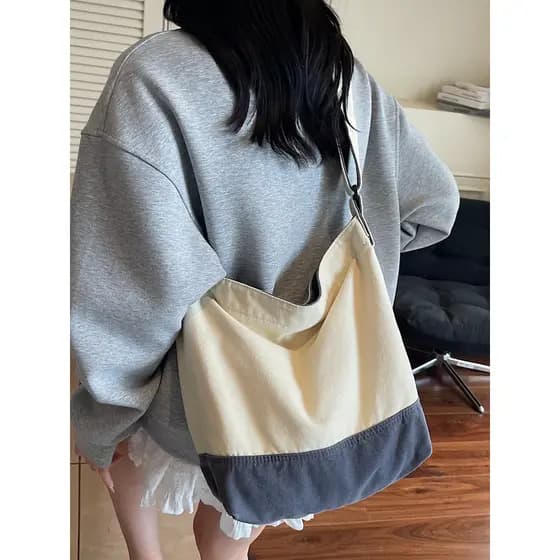 Bolsa de lona masculina, bolsa de ombro de grande capacidade, classe de estudante, sacola Casual, bolsa de compras femin