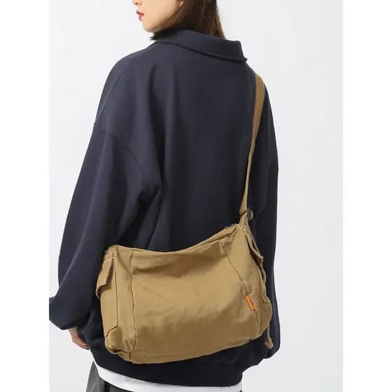 Bolsa de lona masculina bolsa de ombro estilo japonês 2023 novo estilo simples saco do mensageiro ins Street Wear bolsa