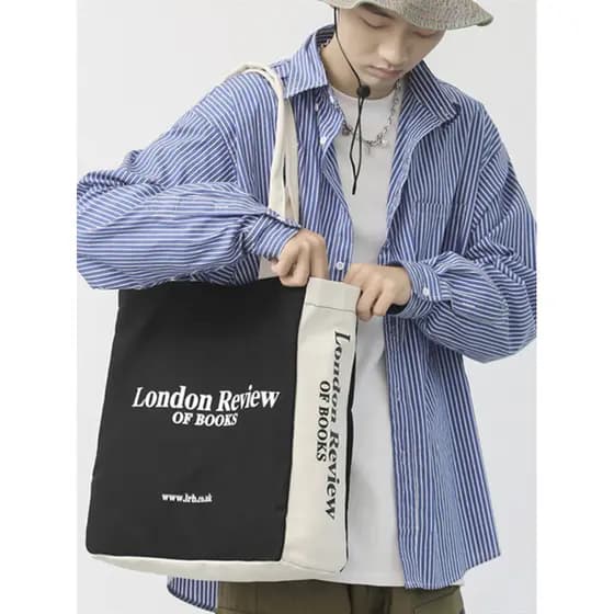 Bolsa de lona masculina de grande capacidade na moda legal bolsa de ombro bolsa de pano simples Casual estudante sacola