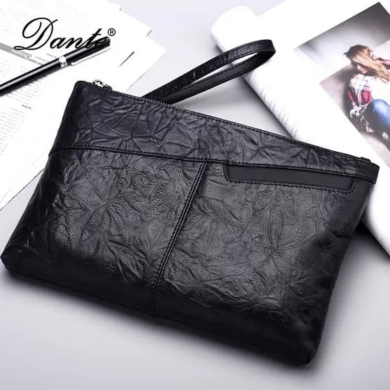 Co bolsa masculina carteira de couro genuíno grande capacidade do telefone móvel pele carneiro embreagem Envelope saco c