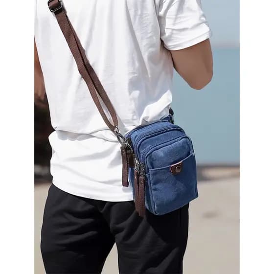 2026 novo estilo moda Commuter Mini pequena bolsa de ombro dos homens Retro lona Casual pequeno saco do telefone móvel m