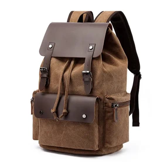 Retro mochila masculina mochila de lona viagem de negócios 53cm saco de computador Casual moda Campus cordão saco de esc