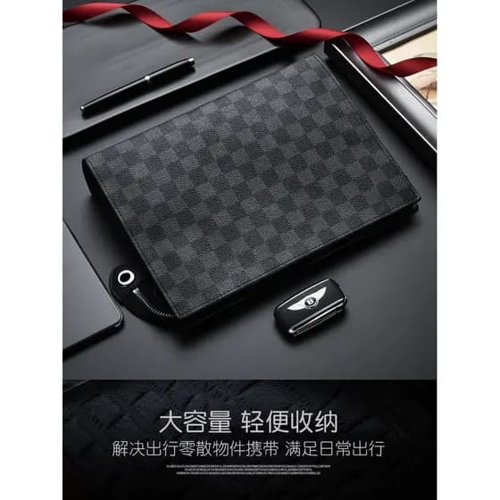 Bolsa de embreagem masculina AA, bolsa de mão de grande capacidade, bolsa de higiene pessoal, moda de rua, Casual, xadre
