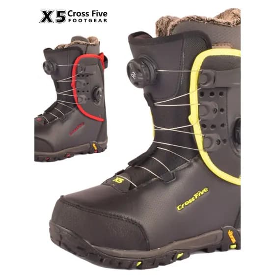 Snow Power X5 Folheado Sapatos de Esqui BOA Fivela de Fio Duplo Botas de Esqui de Desgaste Rápido Homens Mulheres 36-42.