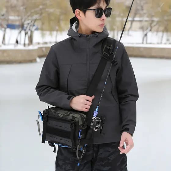 Bolsa de isca multifuncional, bolsa de cintura, bolsa de ombro, mensageiro de pesca, equipamento de pesca, bolsa de arma