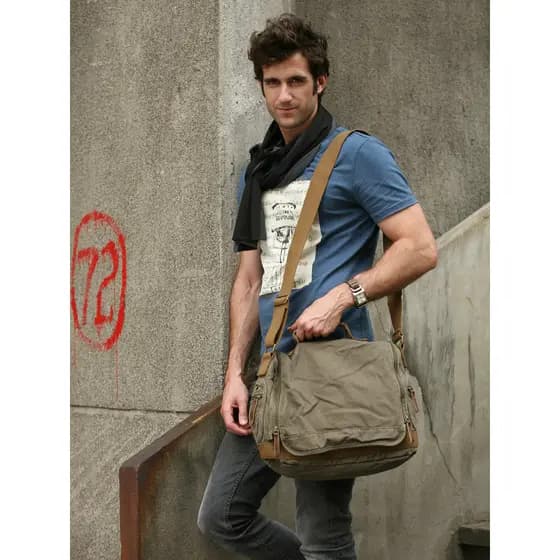 Bolsa masculina Commuter mensageiro saco de lona meninos Crossbody Casual estudante mochila Retro trabalho maleta