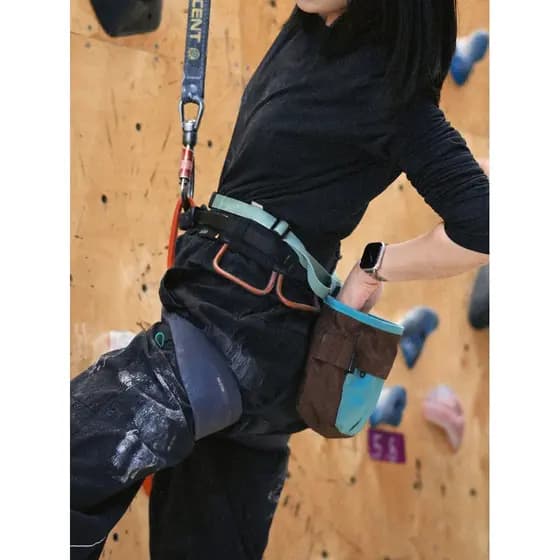 LUCKSTONE Jiancai leve saco de pó de magnésio 18cm boca larga remoção de pó duplo escova Slot escalada 1.5 vezes grande