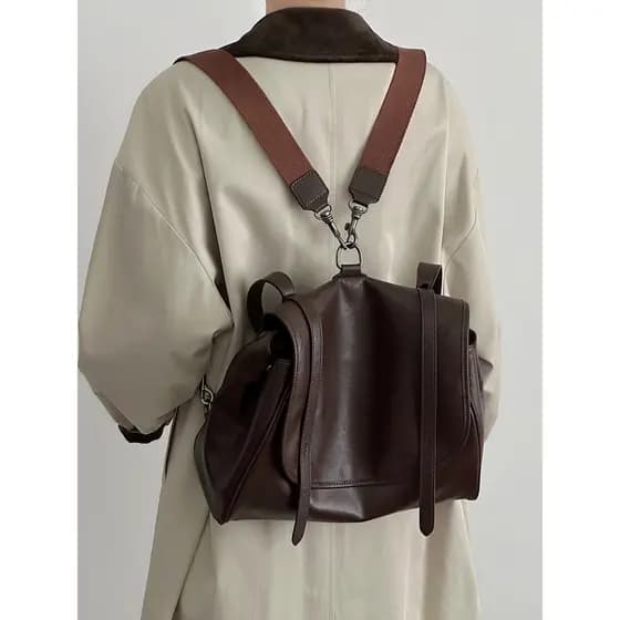 UIVEN RUYLO Mochila de couro curtido vegetal feminina de grande capacidade mochila de viagem de ombro bolsa mensageiro