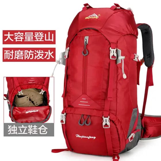 Mochila vermelha de grande capacidade para caminhadas, resistente ao desgaste, repelente de água, caminhadas ao ar livre