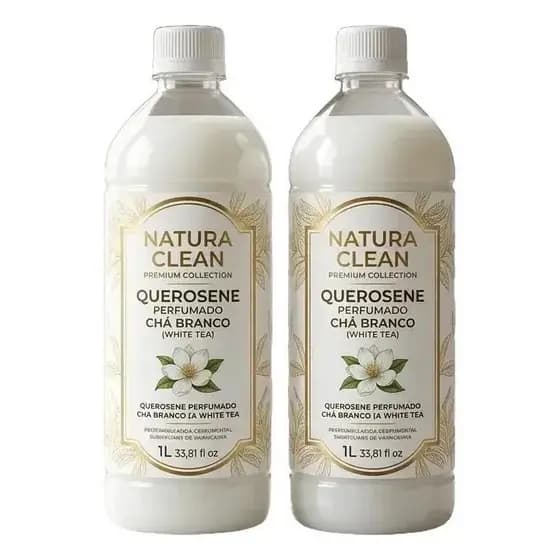 KIT 2 Querosene Perfumado Chá Branco 1L Natura Clean Alta Concentração Limpeza Perfumada