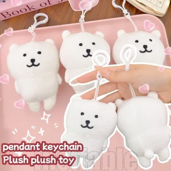 4 Unidades De Chaveiro De Urso De Boneca De Pelúcia-Presente De Brinquedo De Lembrança-Pingente Macio E Fofo-Enfeite De