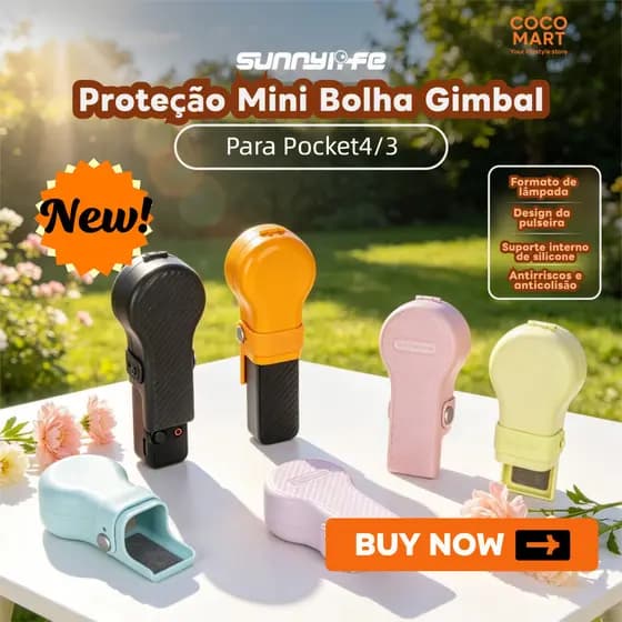 DJI Osmo Pocket 4 / 3 Sunnylife Capa Protetora de Lente e Gimbal com Tela, Proteção Premium em Cores Vibrantes