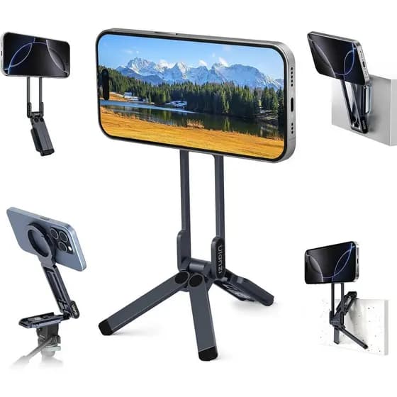 Tripé Magnético para Telefone ULANZI MA38 para iPhone 17/16/15-52N, Ímã Forte, Gancho Dobrável para Tripé de Telefone Ma