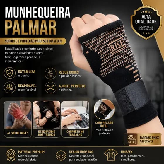Munhequeira Ortopédica de Compressão | Neoprene Ajustável para Treino, Tendinite e Lesões