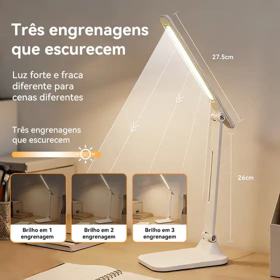 Inova Luminária de mesa multifuncional 3 Modos de Luz Recarregável