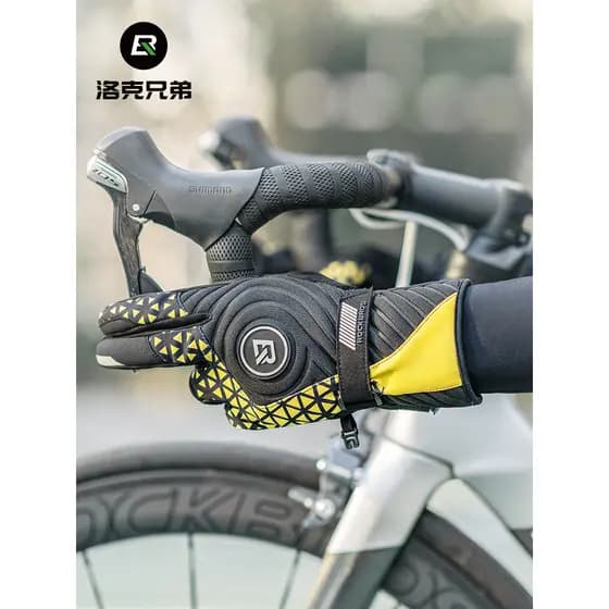 Rock irmãos luvas de ciclismo dedo cheio motocicleta luvas de bicicleta quente à prova de vento longo dedo masculino out