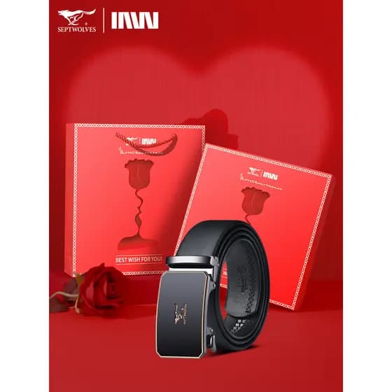Sete lobos cintos masculinos negócios na moda cintos casuais All-Match moda cintos requintado caixa de presente presente
