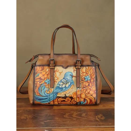 Bolsas pintadas à mão Bolsas de couro feitas à mão Moda feminina Bolsas femininas de couro genuíno Bolsas de ombro Bolsa