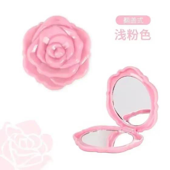 Bonito rosa espelho de maquiagem pequeno portátil espelho de beleza dobrável espelho de maquiagem atividades do estudant