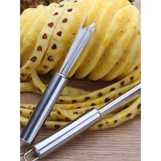 Aço inoxidável faca de abacaxi tesoura liga aço abacaxi V pá triângulo faca remoção dos olhos semente Peeling abacaxi fe