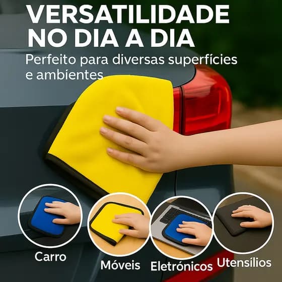 Toalha Pano Limpeza 30x40 48g 2 Lados Limpar Carros sem Arranhar Multiuso De Microfibra Macia