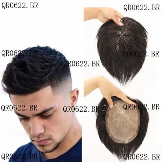 Peruca Para Homens Peças De Cabelo Humano Sistema De Substituição De Peotese Capilar Preto Natural Com Fitas