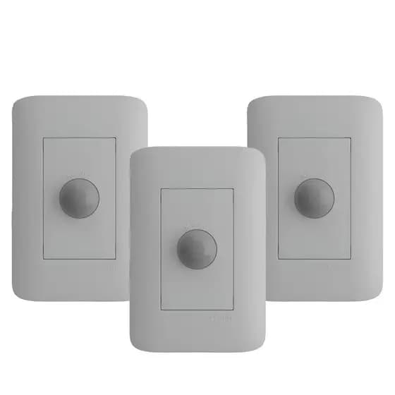 Kit 3 Sensores de Presença Exatron Smart X-Control 4x2 Bivolt Automático Parede Interno Sensor de Movimento Fotocélula