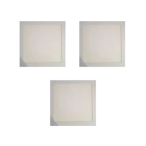 Kit 3 Paineis Led Embutir Plafon Quadrado Slim 18W 4000K 1200 Lúmens Pix Luz Branca Neutra Bivolt Em Aluminio IP20 22x22