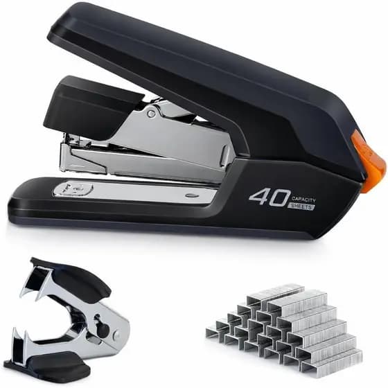 Grampeador de Mesa Leven Effortless, Capacidade para 40 Folhas, Grampeamento com um Toque do Dedo, Grampeador Ergonômico