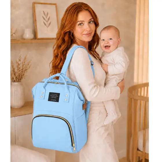 Mochila Bolsa Maternidade Reforçada Mamãe Bebê Passeio Com Compartimentos Multifuncional Bolsa Bebê Com Alça de Mão