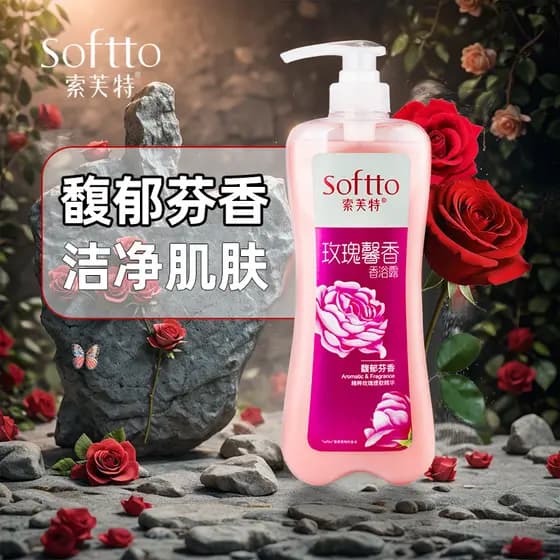 Sophett Rose Fragrância Lavagem Corporal 1L Limpeza Lavagem Corporal Frutada Delicada Espuma Rica Densa Homens Mulheres
