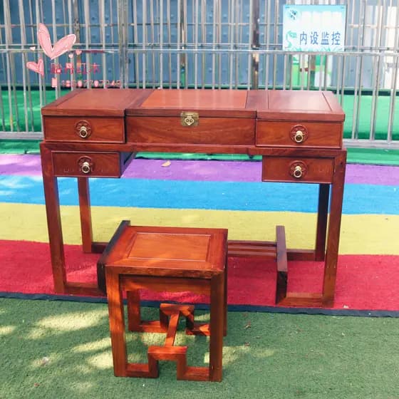 Penteadeira de jacarandá birmanês conjunto de duas peças grande fruta vermelho sândalo penteadeira estilo chinês móveis