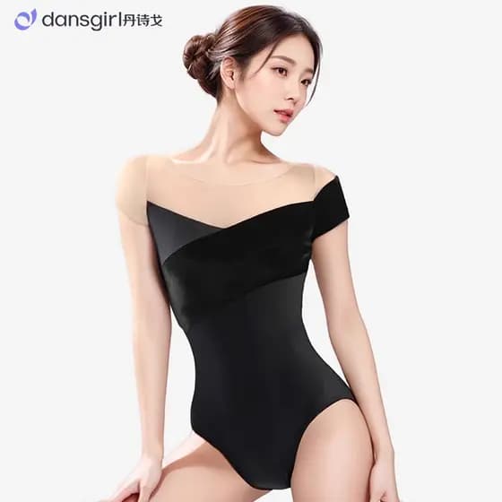 Dan Shige macacão feminino novo estilo Ballet Bodysuit ginásio terno aéreo Yoga arte exame prática terno