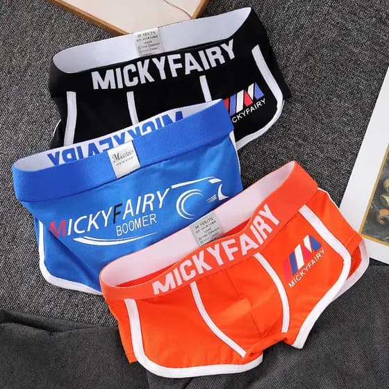 Cuecas Boxer Esportivas Masculinas MICKYFAIRY, Tamanho Grande, Algodão Estampado, Atacado