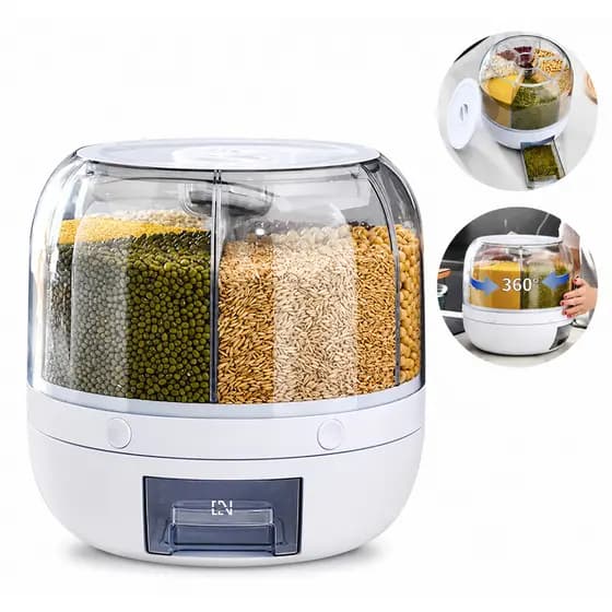 Dispenser De Alimentos Grãos E Cereais Giratório Com 6 Divisões 23cm - Wing
