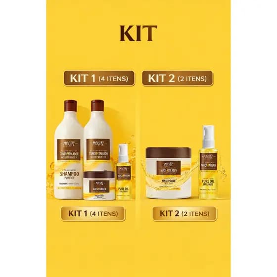 KIT 1Shampoo 1l + Condicionador 1l + Mascara Maca 500g+Óleo Argan 50ml ou KIT 2 1 mascara 500 gr + 1OLEO 50 ML ARGAN