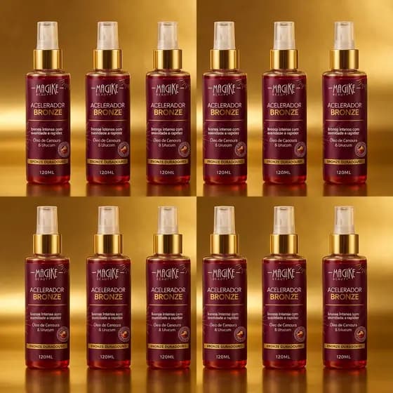 kit 12 Acelerador de Bronze 120ml Magike Beauty com Urucum e Cenoura