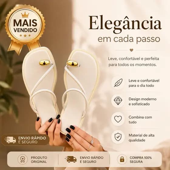 Sandália Feminina Flat Premium Moda 2026 Confortável Leve