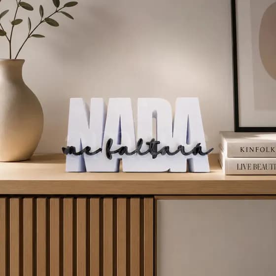 Placa Decorativa "Nada me Faltará" Salmo 23 • Palavra 3D de Fé • Decoração Cristã Evangélica • Presente com Propósito