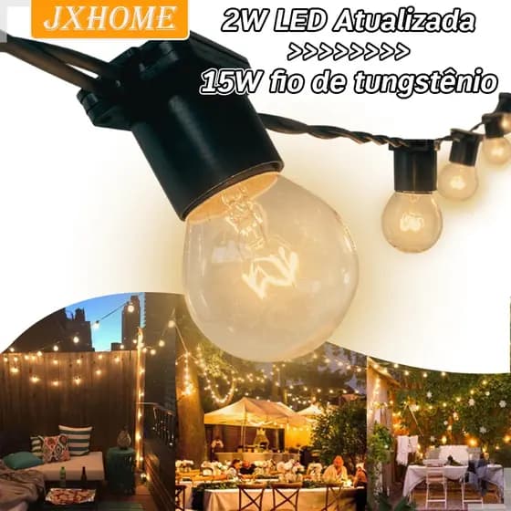 Economia de Energia LED Varal De Luzes Área Externa Ate 10 Festão Gambiarra 10 Lâmpadas LED