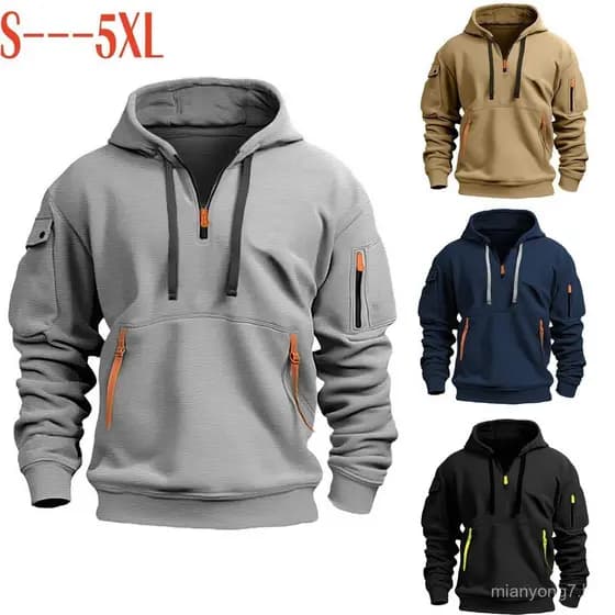 Lead Mountain County Cross-Border Moletom Masculino Com Capuz Multi-Bolso Primavera Outono Moletom Masculino